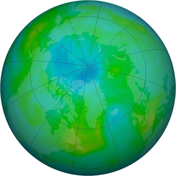 Arctic ozone map for 21 August 2007